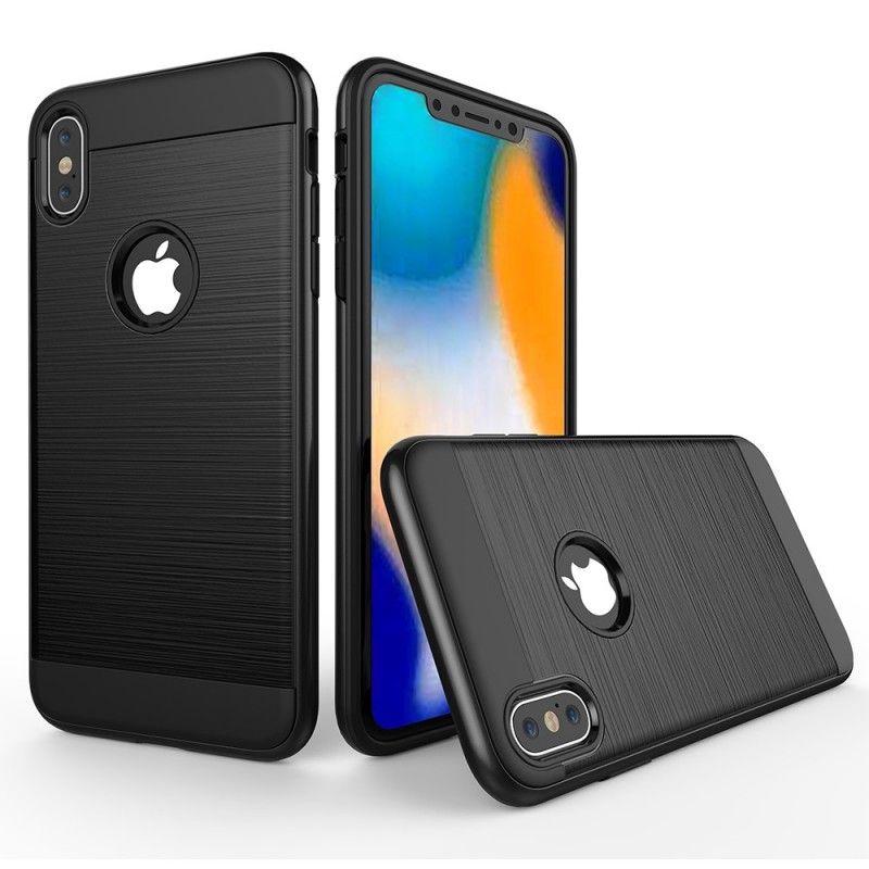 Hülle Für iPhone XS Max Schwarz Gebürsteter Hybrid