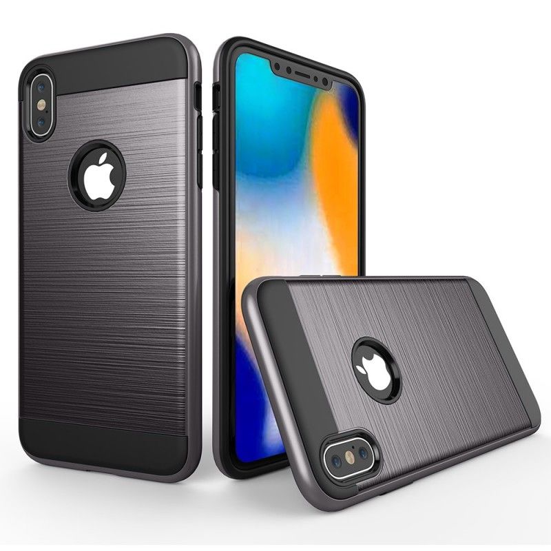 Hülle Für iPhone XS Max Schwarz Gebürsteter Hybrid