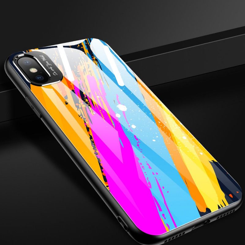 Hülle iPhone XS Max Magenta Handyhülle Künstlerisches Gehärtetes Glas