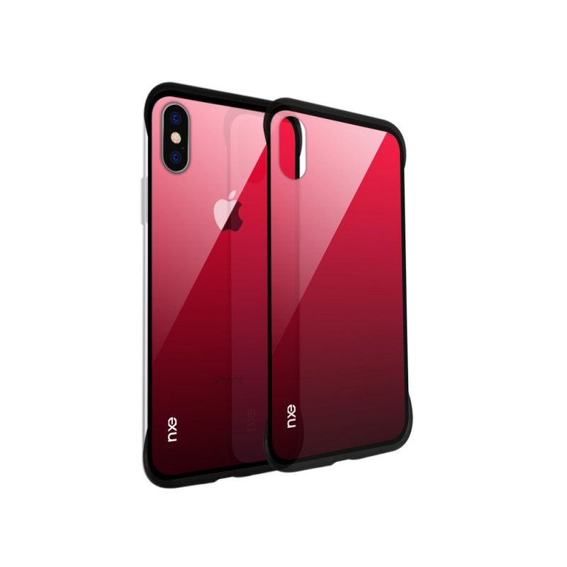 Hülle iPhone XS Max Rot Nxe Gehärtete Glasfarben