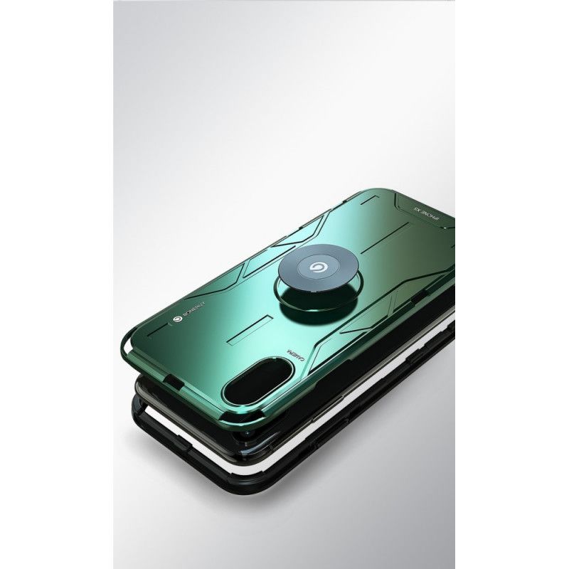Hülle iPhone XS Max Schwarz Drehring Aus Silikon Und Metall