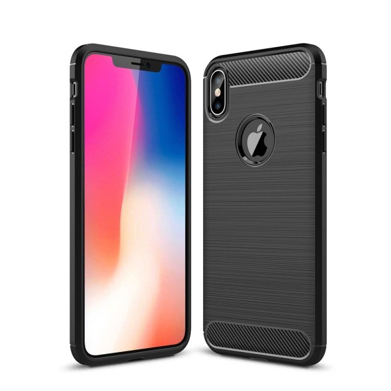 Hülle iPhone XS Max Schwarz Gebürstete Kohlefaser