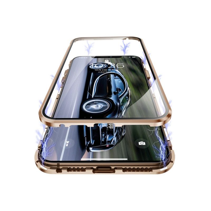 Hülle iPhone XS Max Schwarz Gehärtetes Glas Vorne Und Hinten