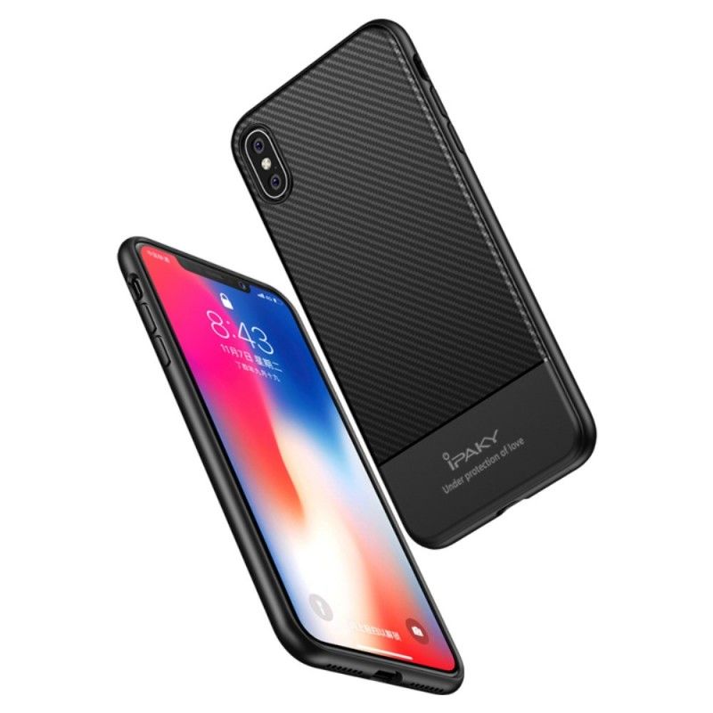 Hülle iPhone XS Max Schwarz Handyhülle Ipaky Kohlefaser