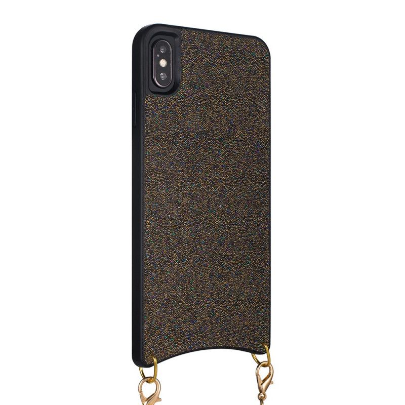 Hülle iPhone XS Max Schwarz Handyhülle Pailletten Mit Kette