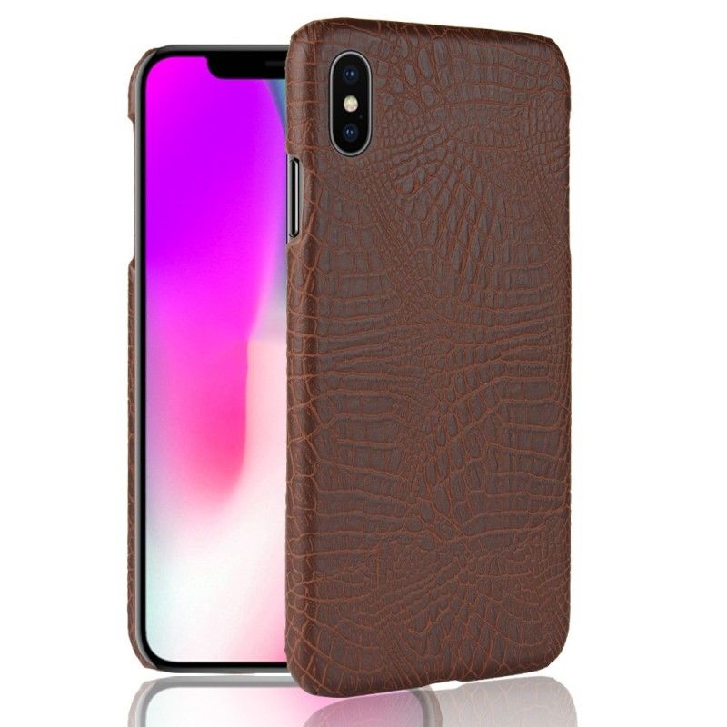 Hülle iPhone XS Max Schwarz Krokodilhauteffekt