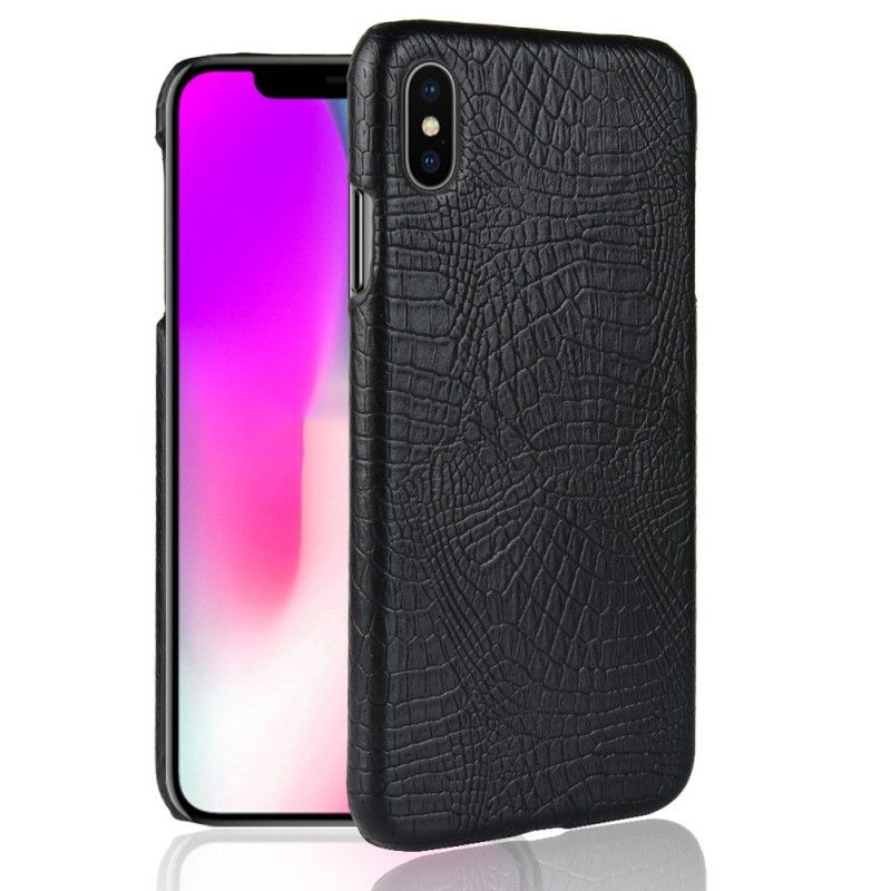 Hülle iPhone XS Max Schwarz Krokodilhauteffekt