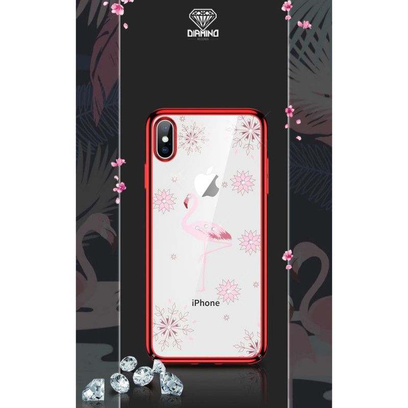 Hülle iPhone XS Max Schwarz Sulada Flamingo Diamanten