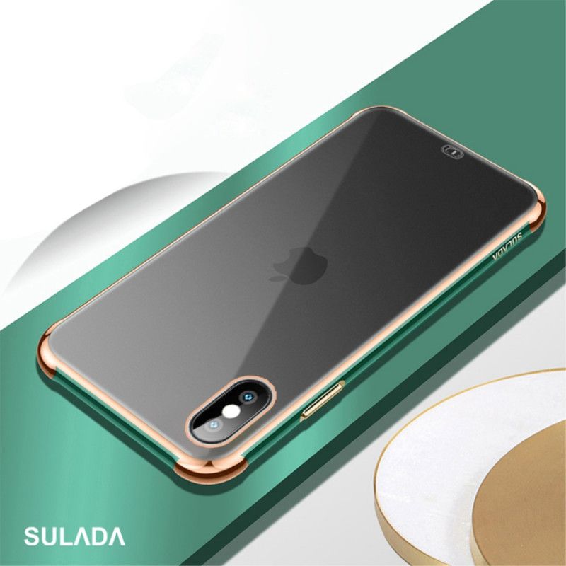 Hülle iPhone XS Max Schwarz Transparenter Sulada- Und Metalleffekt