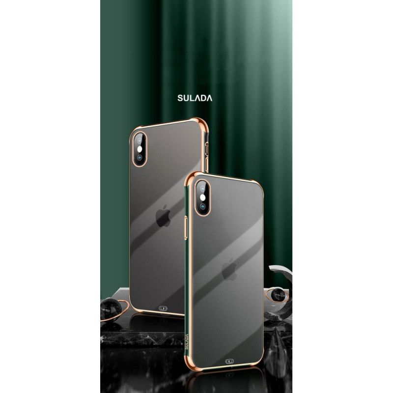 Hülle iPhone XS Max Schwarz Transparenter Sulada- Und Metalleffekt
