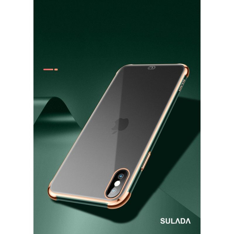 Hülle iPhone XS Max Schwarz Transparenter Sulada- Und Metalleffekt