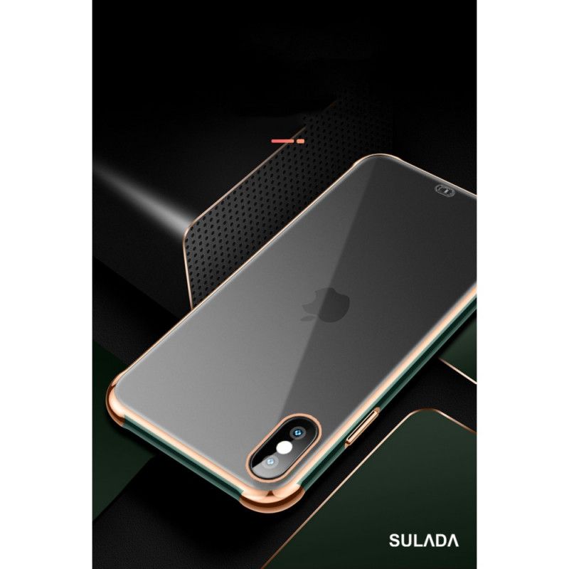 Hülle iPhone XS Max Schwarz Transparenter Sulada- Und Metalleffekt