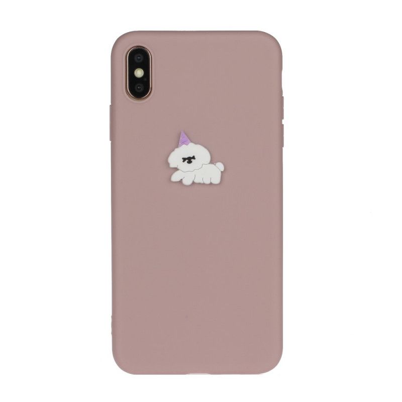Hülle iPhone XS Max Weiß Silikonspaß-Tierlogo