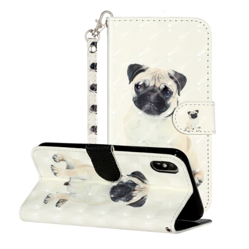 Lederhüllen Für iPhone XS Max Lichtpunkte Des Hundes Mit Riemen