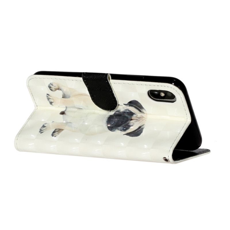 Lederhüllen Für iPhone XS Max Lichtpunkte Des Hundes Mit Riemen
