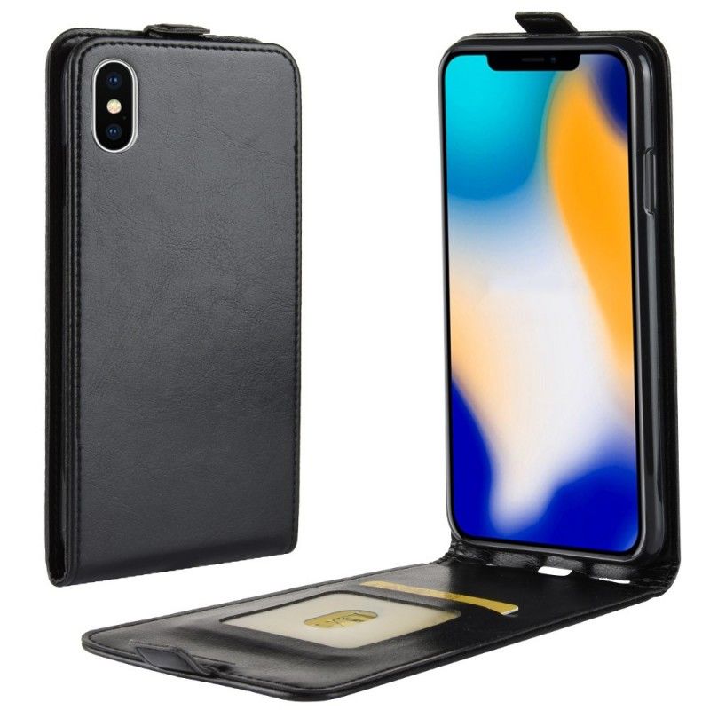 Lederhüllen Für iPhone XS Max Schwarz Faltbar