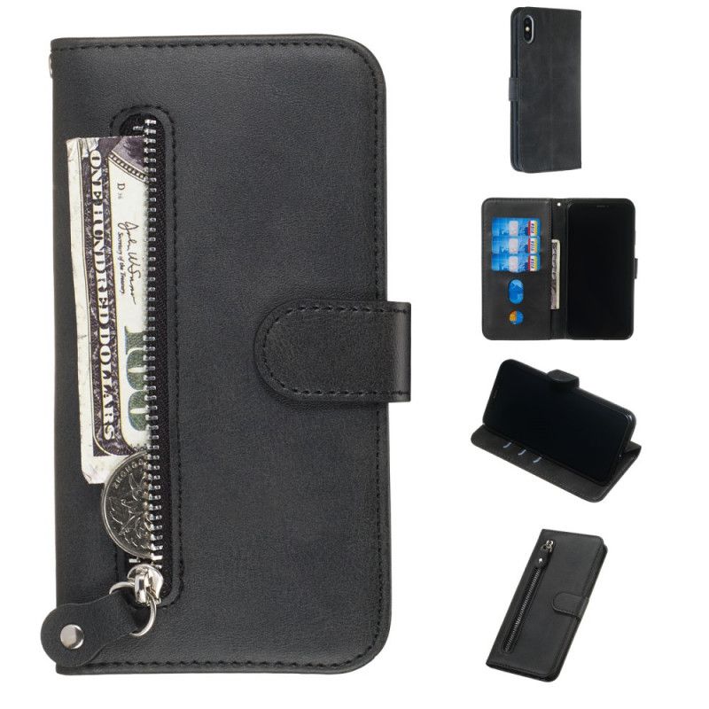 Lederhüllen iPhone XS Max Schwarz Vintage Geldbörse