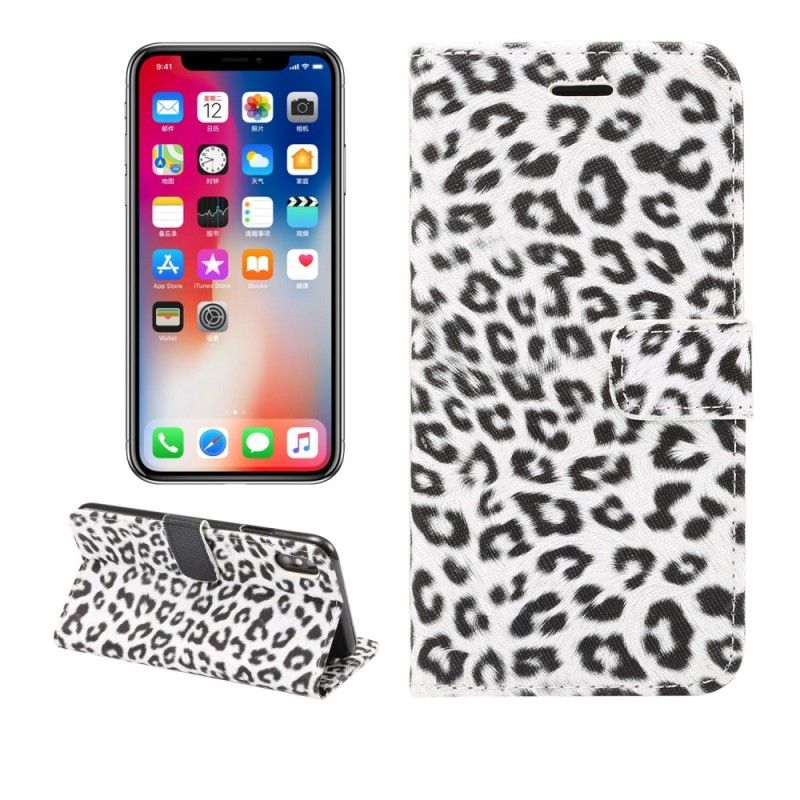 Lederhüllen iPhone XS Max Weiß Luxusleopard