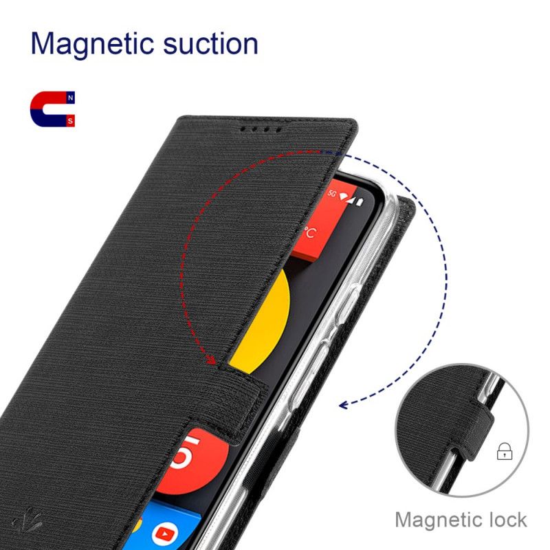 Flip Case Google Pixel 5 Schwarz Texturiertes Vili Dmx