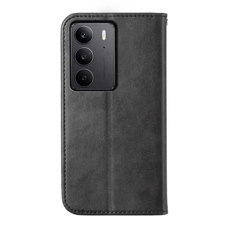 Flip Case Realme C75 Kalbslederstruktur Mit Riemen