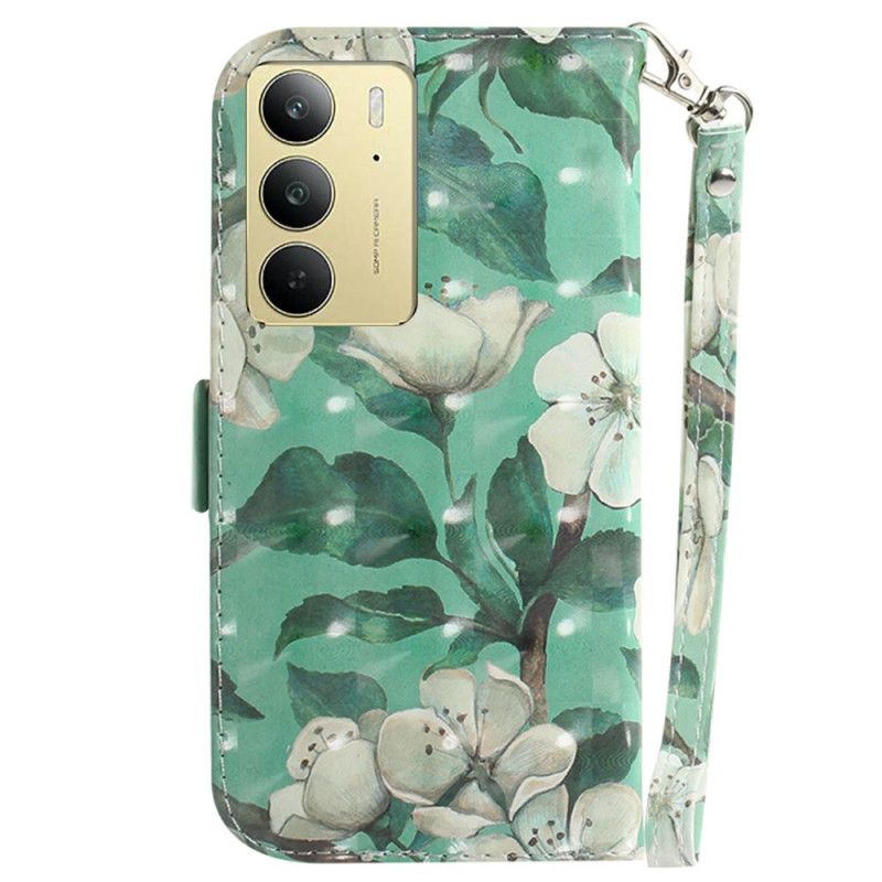 Lederhüllen Für Realme C75 Schlüsselband „aquarellblumen“