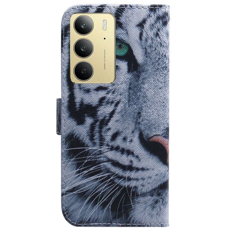 Lederhüllen Realme C75 Handyhülle Weißer Tiger