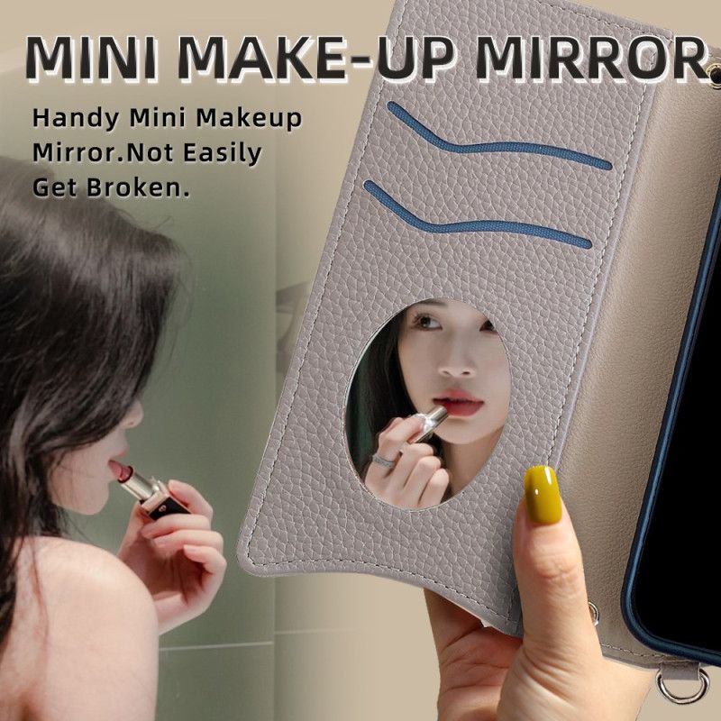 Lederhüllen Realme C75 Zweifarbige Geldbörse Mit Kette