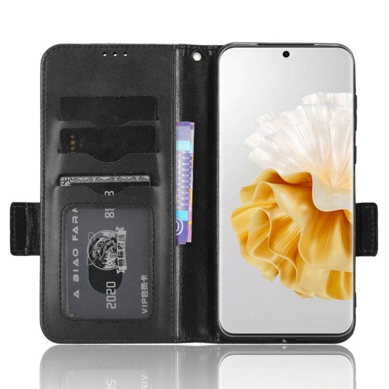 Flip Case Für Huawei P60 Pro Dreiecke Mit Riemen