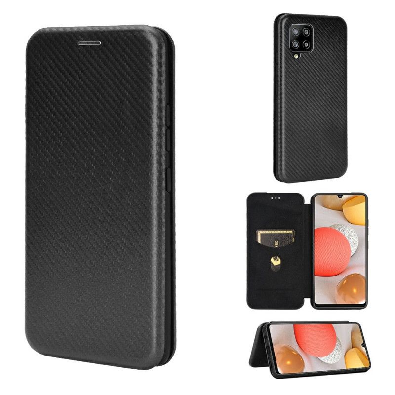 Flip Case Für Samsung Galaxy A42 5G Schwarz Kohlefaser