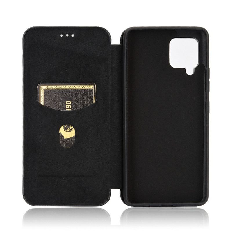 Flip Case Für Samsung Galaxy A42 5G Schwarz Kohlefaser