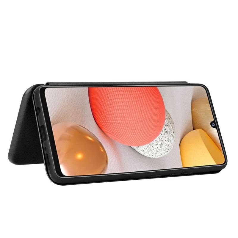 Flip Case Für Samsung Galaxy A42 5G Schwarz Kohlefaser