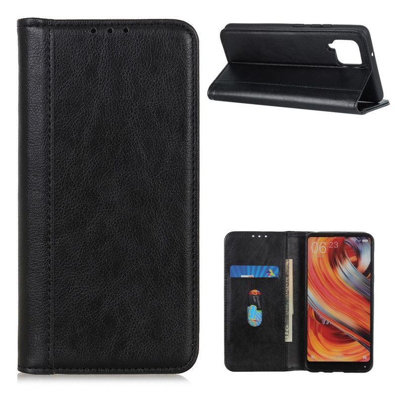 Flip Case Samsung Galaxy A42 5G Schwarz Elegantes Geteiltes Litschileder