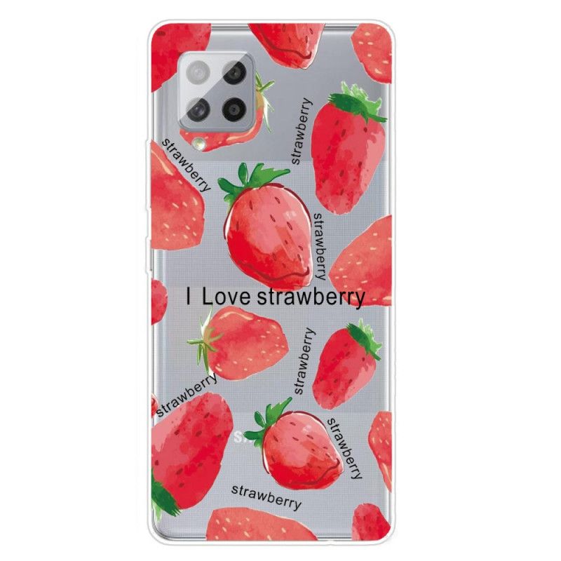 Hülle Für Samsung Galaxy A42 5G Erdbeeren / Ich Liebe Erdbeeren