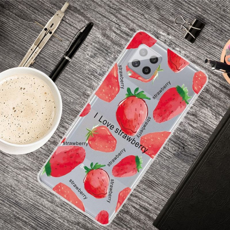 Hülle Für Samsung Galaxy A42 5G Erdbeeren / Ich Liebe Erdbeeren