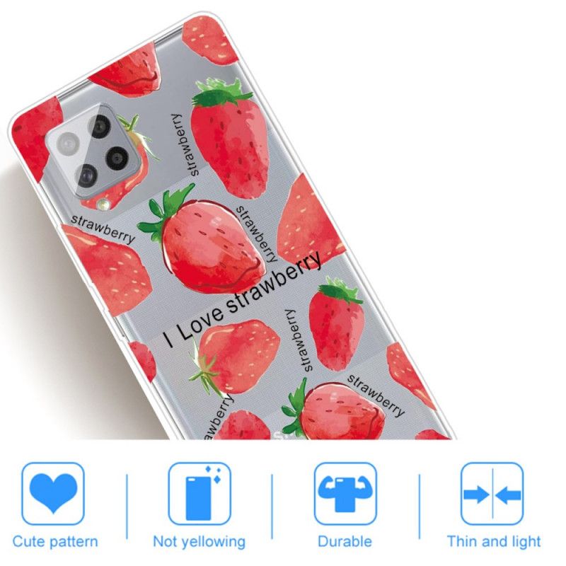 Hülle Für Samsung Galaxy A42 5G Erdbeeren / Ich Liebe Erdbeeren