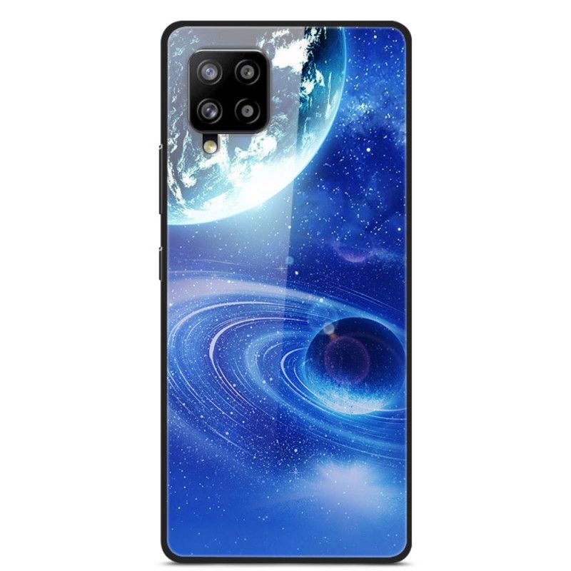 Hülle Samsung Galaxy A42 5G Dunkelblau Glas- Und Silikonplaneten