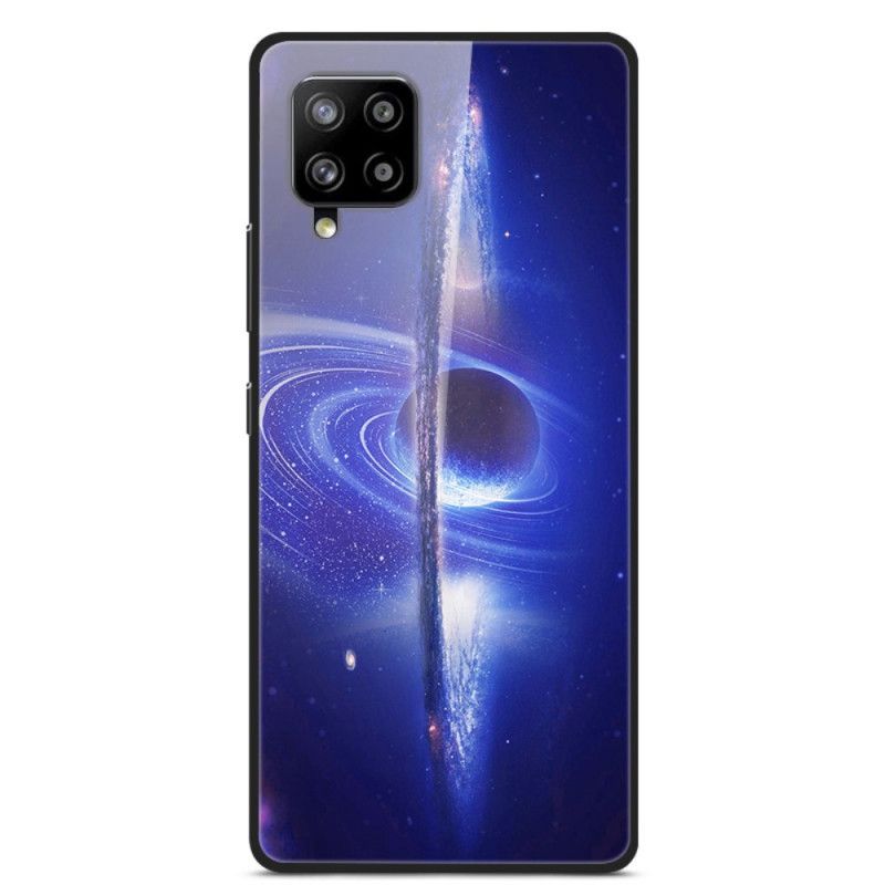 Hülle Samsung Galaxy A42 5G Dunkelblau Glas- Und Silikonplaneten