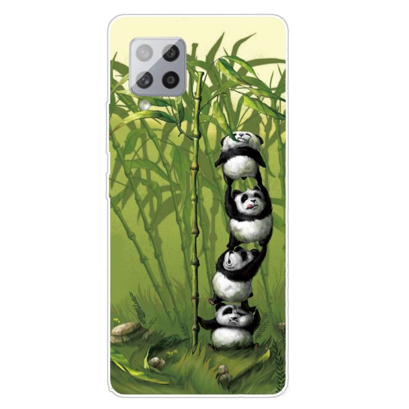 Hülle Samsung Galaxy A42 5G Grün Haufen Pandas