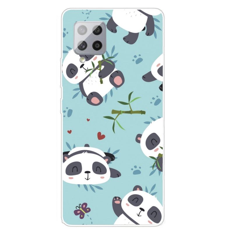 Hülle Samsung Galaxy A42 5G Grün Haufen Pandas