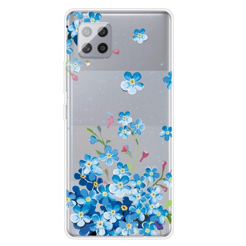 Hülle Samsung Galaxy A42 5G Handyhülle Blaue Blüten