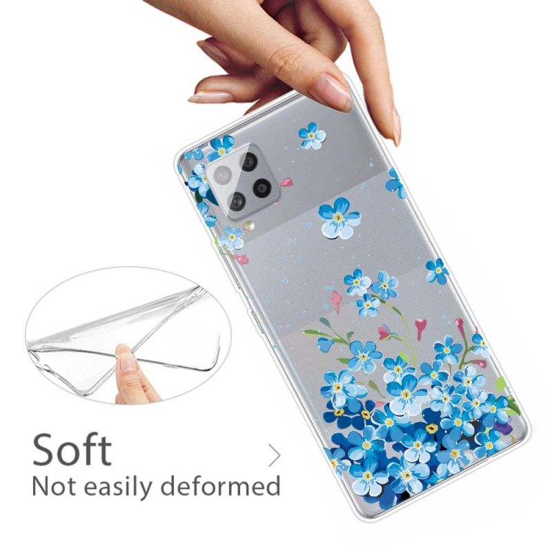 Hülle Samsung Galaxy A42 5G Handyhülle Blaue Blüten