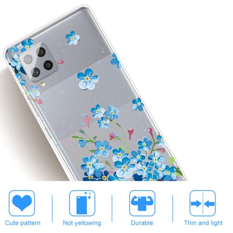 Hülle Samsung Galaxy A42 5G Handyhülle Blaue Blüten