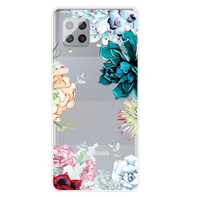 Hülle Samsung Galaxy A42 5G Handyhülle Transparente Aquarellblumen