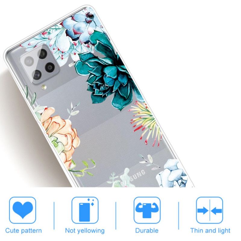 Hülle Samsung Galaxy A42 5G Handyhülle Transparente Aquarellblumen