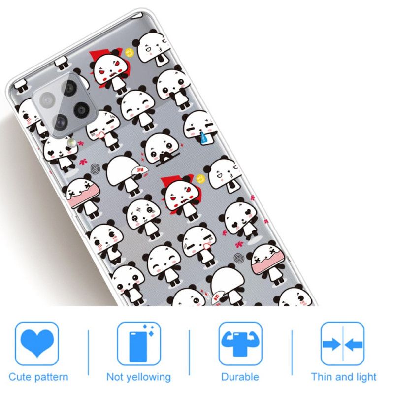 Hülle Samsung Galaxy A42 5G Handyhülle Transparente Lustige Pandas