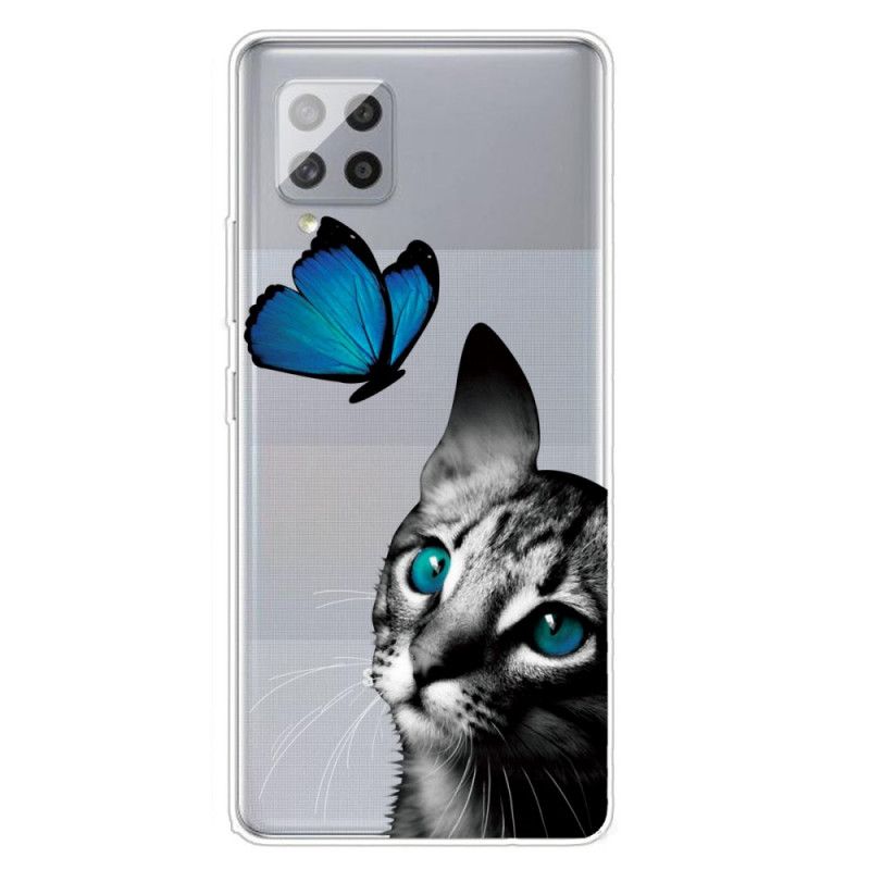 Hülle Samsung Galaxy A42 5G Katze Und Schmetterling