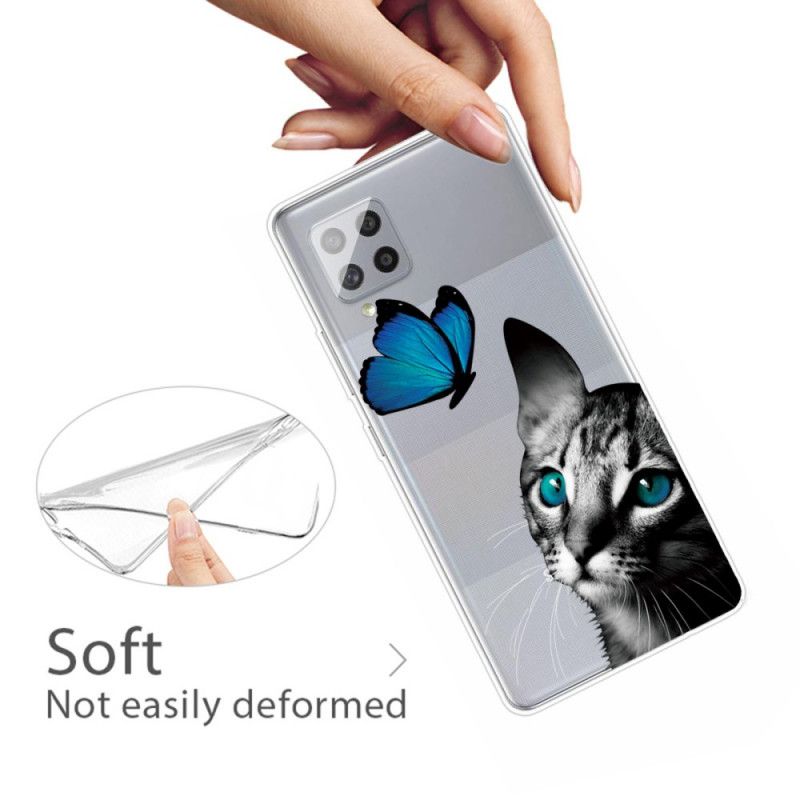 Hülle Samsung Galaxy A42 5G Katze Und Schmetterling