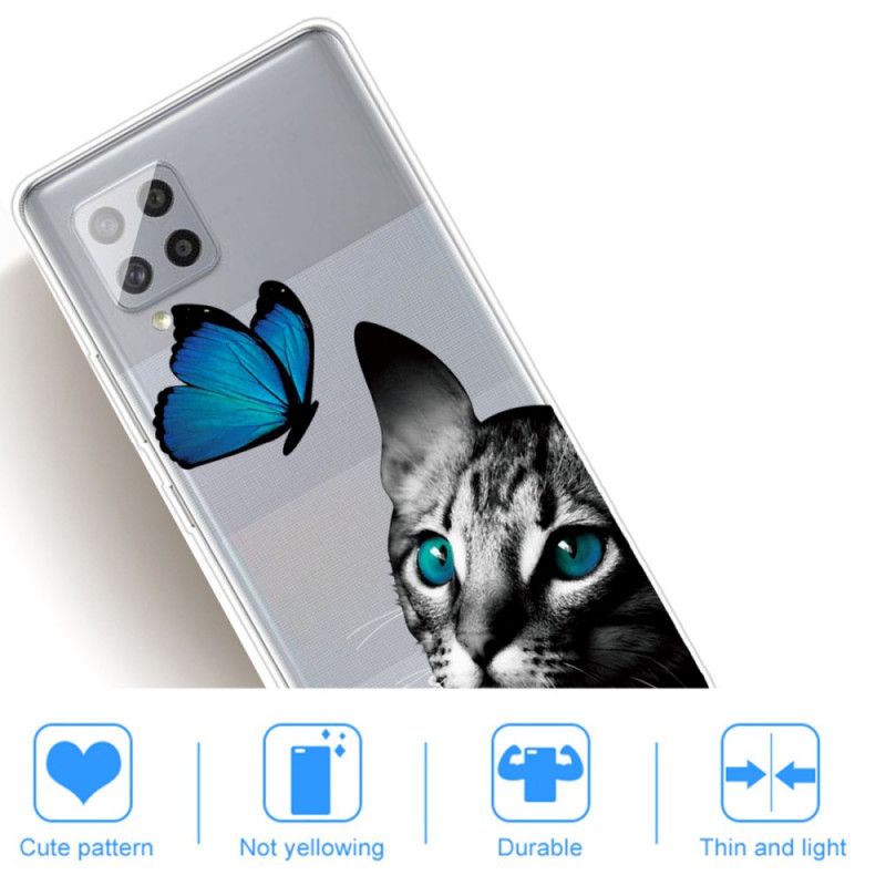 Hülle Samsung Galaxy A42 5G Katze Und Schmetterling