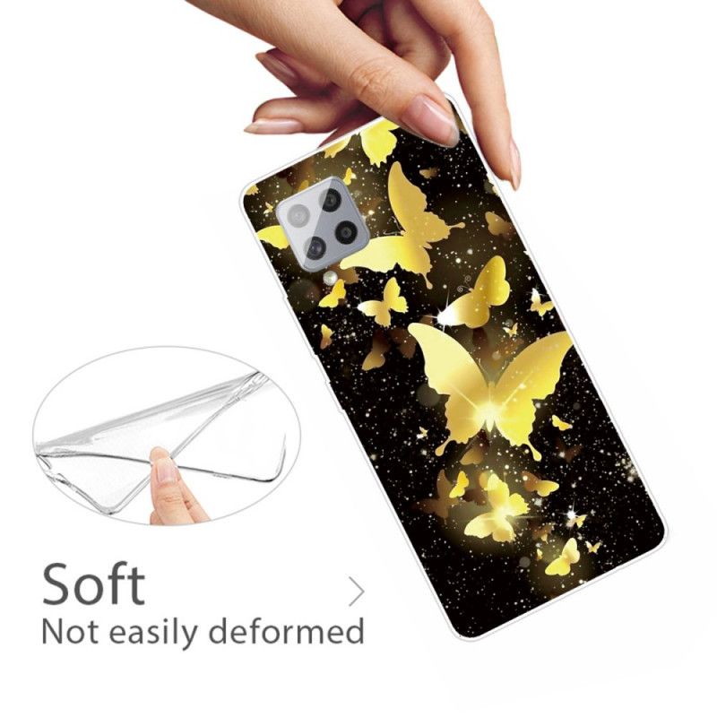 Hülle Samsung Galaxy A42 5G Pink Handyhülle Schmetterlinge Schmetterlinge