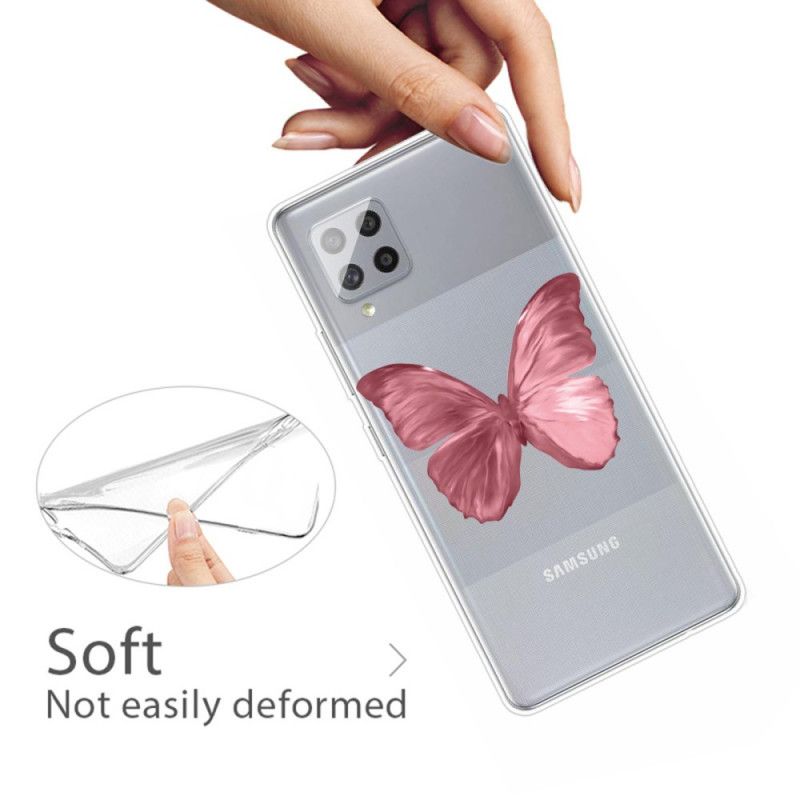 Hülle Samsung Galaxy A42 5G Pink Wilde Schmetterlinge